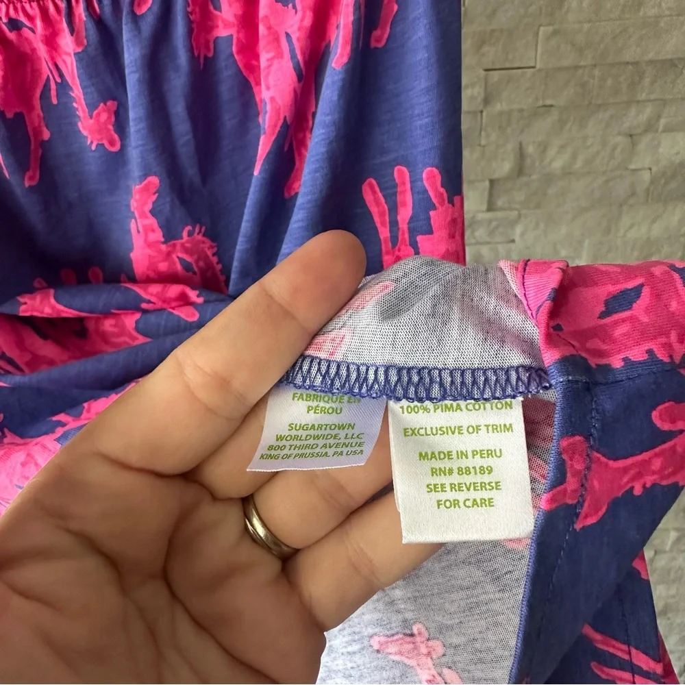 Lilly Pulitzer “Windsor” Pink Purple Neck in Neck Giraffe Print Size XS - Picture 7 of 7